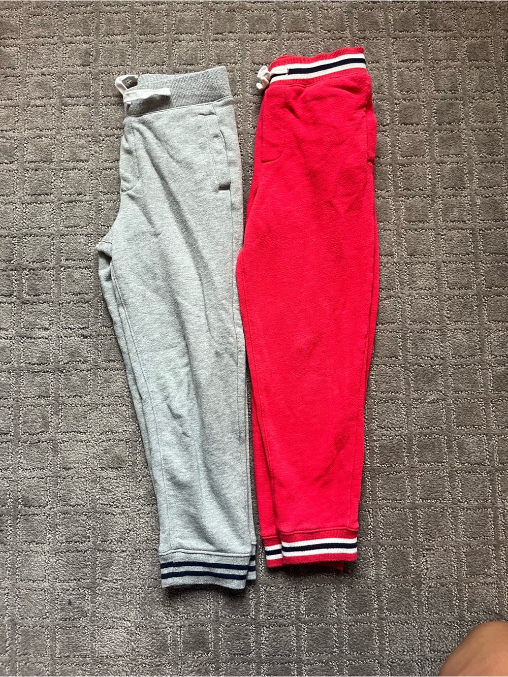 Janie & Jack Kids Cozy Jogger Pants - Red and Heather Gray